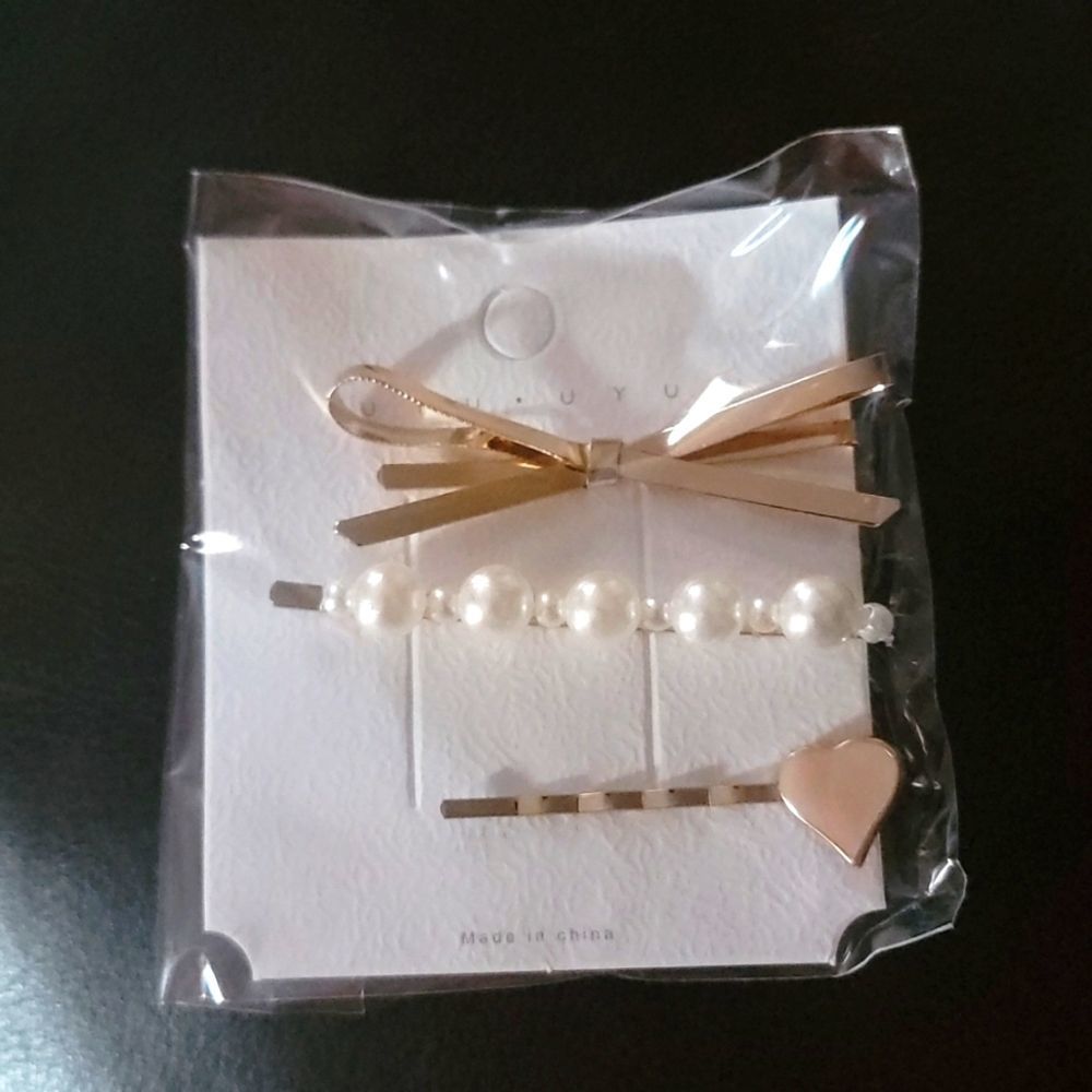 Pearls & Gold Hair Barrettes New